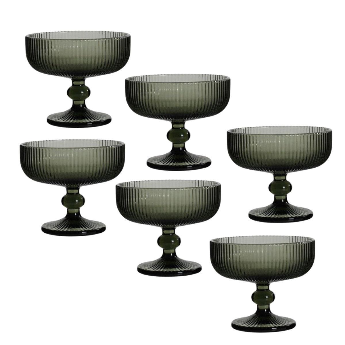 Набір із 6-ти скляних сірих однотонних креманок Merlot Edelman, фото 1