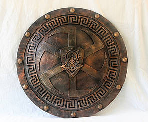 Дерев'яний незвичайний щит ручної роботи Коловрат (діаметр 64 см)