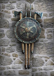 Ексклюзивний набір: декоративний панно Коловрат + 2 елементи з наконечником + 2 топорики