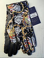 Жіночі шкіряні сенсорні рукавички на вовняній підкладці