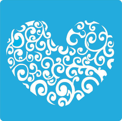 Трафарет — 112. «Сердце завитки», фото 1