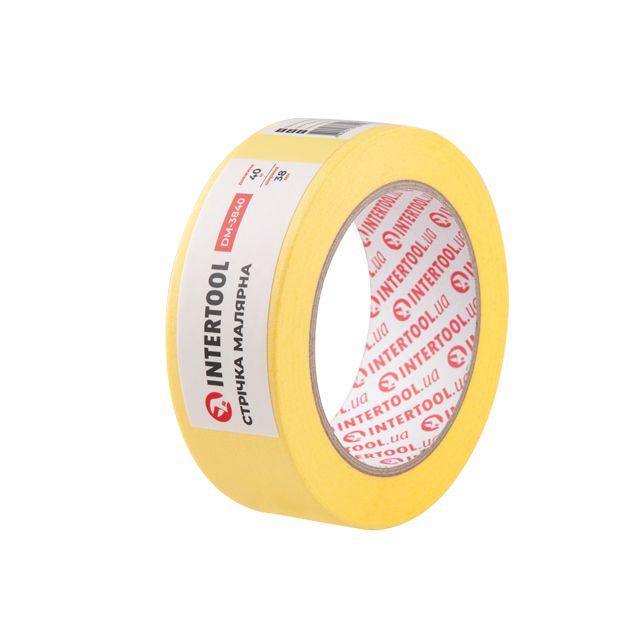 Стрічка малярська 38 мм, 40 м, жовта INTERTOOL DM-3840, фото 1