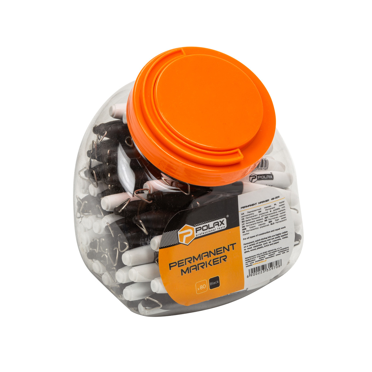 Міні-маркер Polax перманентний будівельний: колір black 80 шт (49-004), фото 1