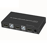KVM-перемикач Biaze KVM08 HDMI 2.0, 2 порти, підтримка 4K 60 Гц, HDCP 2.2, USB керування, гаряче перемикання, фото 5