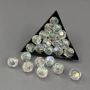 (20 гр) Намистини рондель пластик Ø12мм, - прозорі з АВ