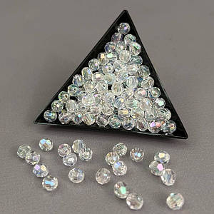 (20 гр) Намистини рондель пластик Ø6мм, - прозорі з АВ