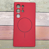 Чехол для Samsung Galaxy S24 Ultra полная защита камеры и MagFit. Silicone Cover Lakshmi. Красный матовый