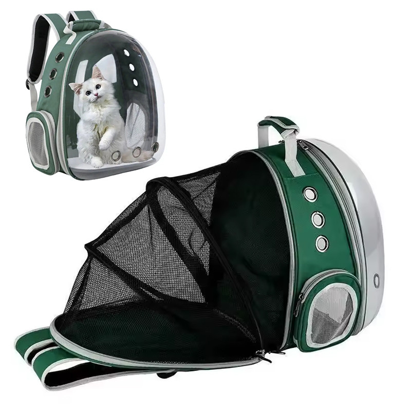 Рюкзак-переноска для тварин розсувний CosmoPet CP-15 для котів і собак 39x34x21 см Green