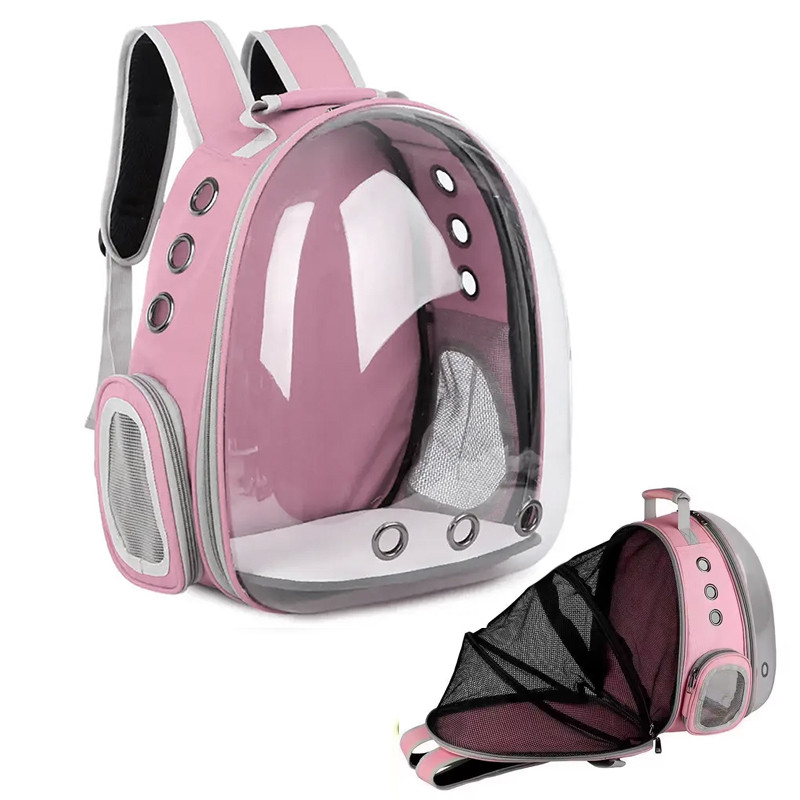 Рюкзак-переноска для тварин розсувний CosmoPet CP-15 для котів і собак 39x34x21 см Pink