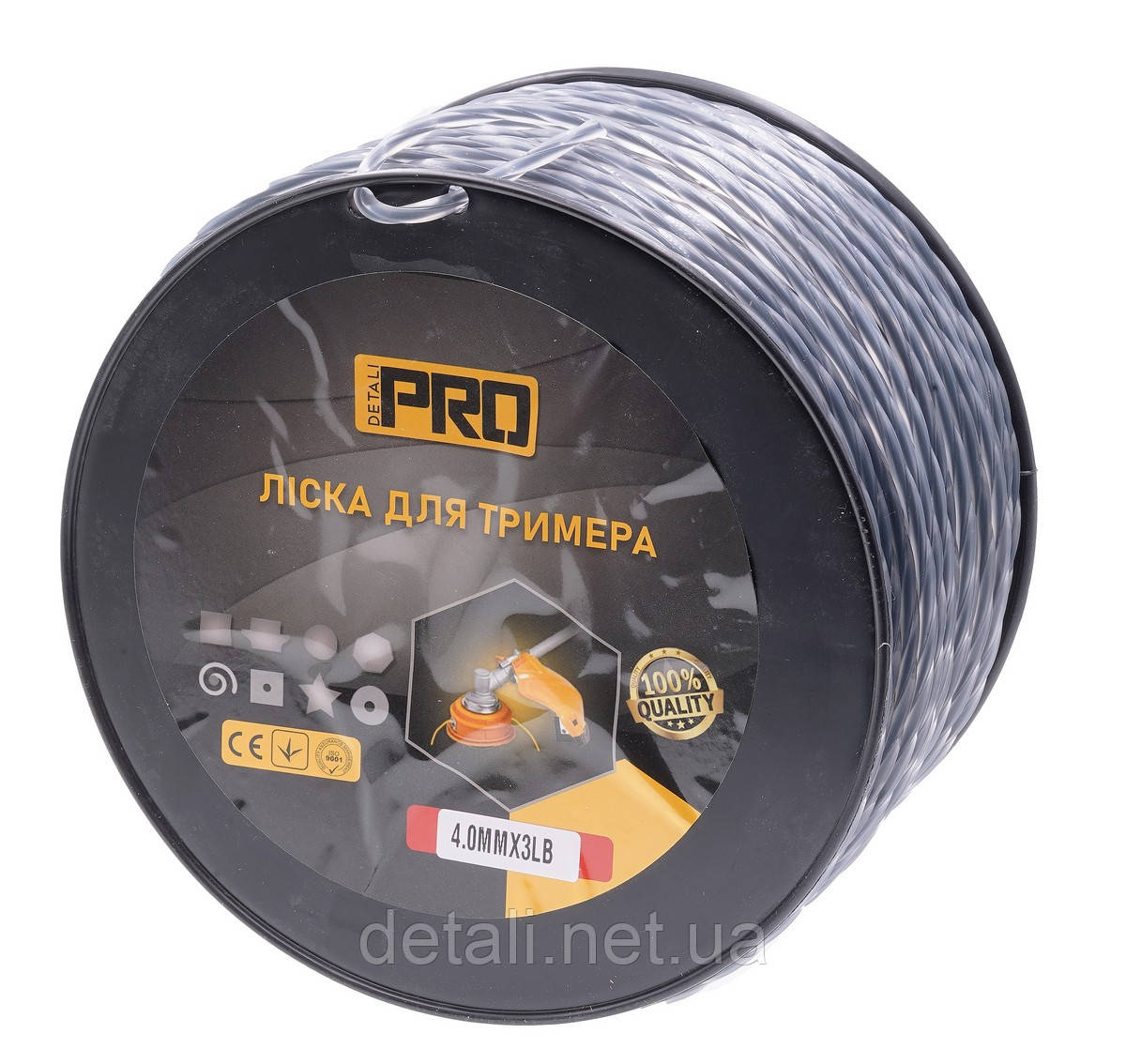 Ліска косильна спіраль d4 мм 3 LB (81 м) з кордом