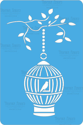 Мінітрафарет -151_1. «Пташка в клітці 1» 15х10, фото 1