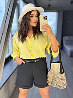 Жіночі котонові шорти великого розміру з манжетом, фото 6