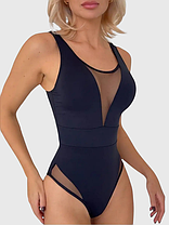 Купальник 2025 слитный Sisianna 7008 черный (В НАЛИЧИИ ТОЛЬКО 44 46 48 50 52 УКР р-ры), фото 3