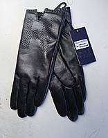 Зимові шкіряні рукавички на вовняній підкладці