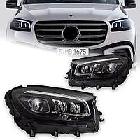 Передні світлодіодні фари для Mercedes-Benz GLS X167 (2020–2024), з проекційними лінзами, DRL та динамічними покажчиками повороту