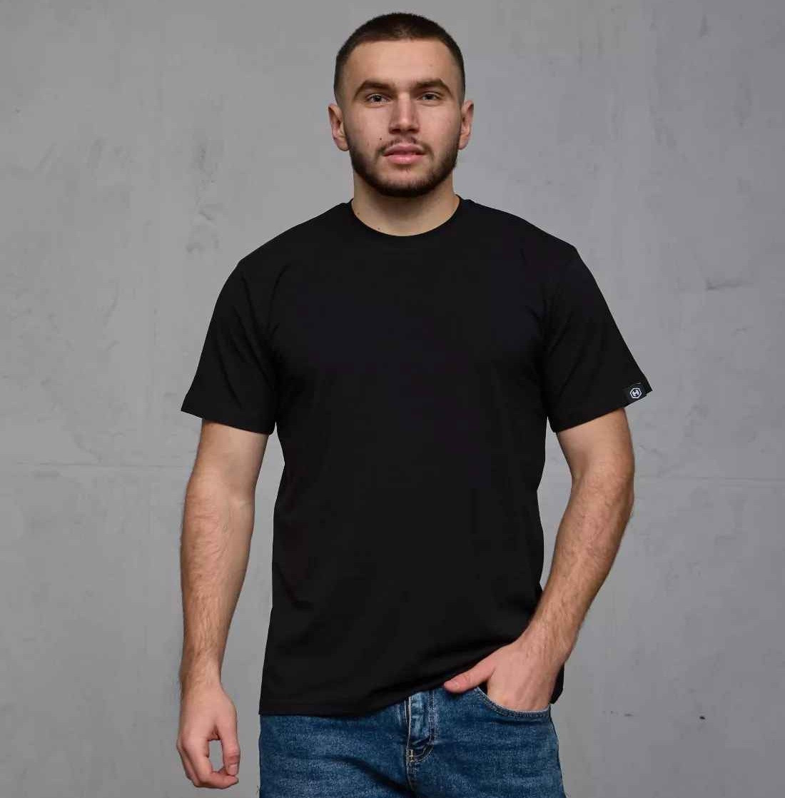 Футболка чоловіча Hector бавовняна однотонна великих розмірів Батал чорна