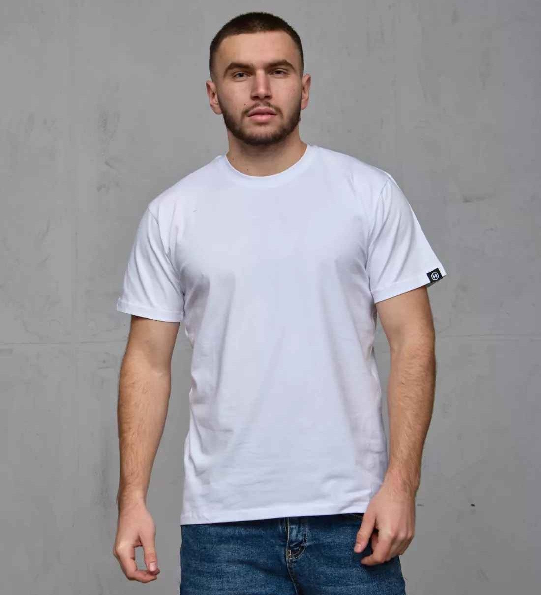 Футболка чоловіча Hector бавовняна однотонна великих розмірів Батал біла