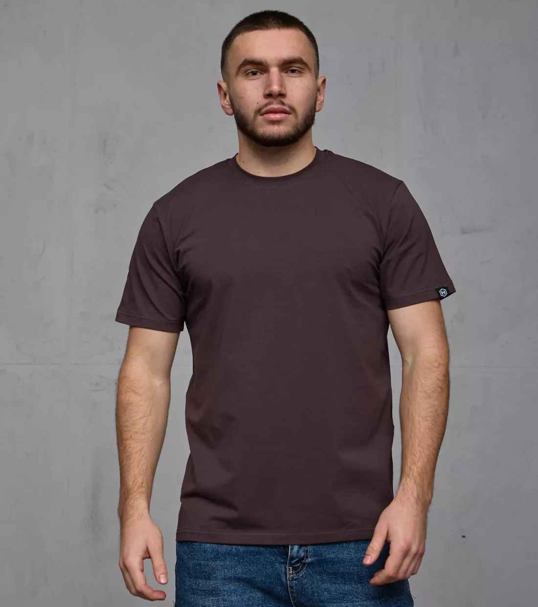 Футболка чоловіча Hector бавовняна однотонна великих розмірів Батал коричнева