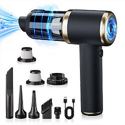 Автомобільний пилосос HELLOLEIBOO T-132 + сумка TYPE-C 2000 mAh 120 Вт Black + Gold 12608-75465