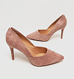 Жіночі бежеві замшеві туфлі човники на шпильці 38, фото 2