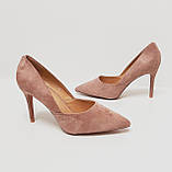 Жіночі бежеві замшеві туфлі човники на шпильці 38, фото 6