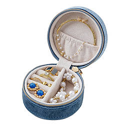 Органайзер скриньки Casegrace SP-01306 для прикрас і ювелірних виробів оксамитова на блискавці Blue 13163-82254