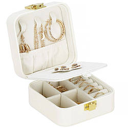 Скринька Casegrace SP-01194 для прикрас і ювелірних виробів портативна з дзеркалом на клямці White