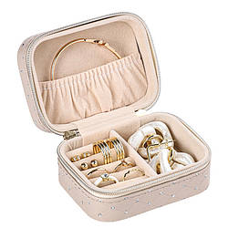 Скринька Casegrace SP-01304-B для прикрас і ювелірних виробів портативна з блискавкою Beige 13166-83959
