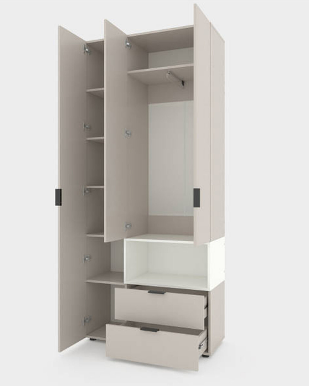 Шафа Home A002R 1000х420х2300 ЛДСП Кашемір - Білий Сніг, фото 1