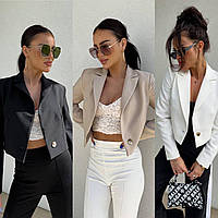 Жіночий укорочений піджак 42-44; 46-48 Білий, бежевий, чорний