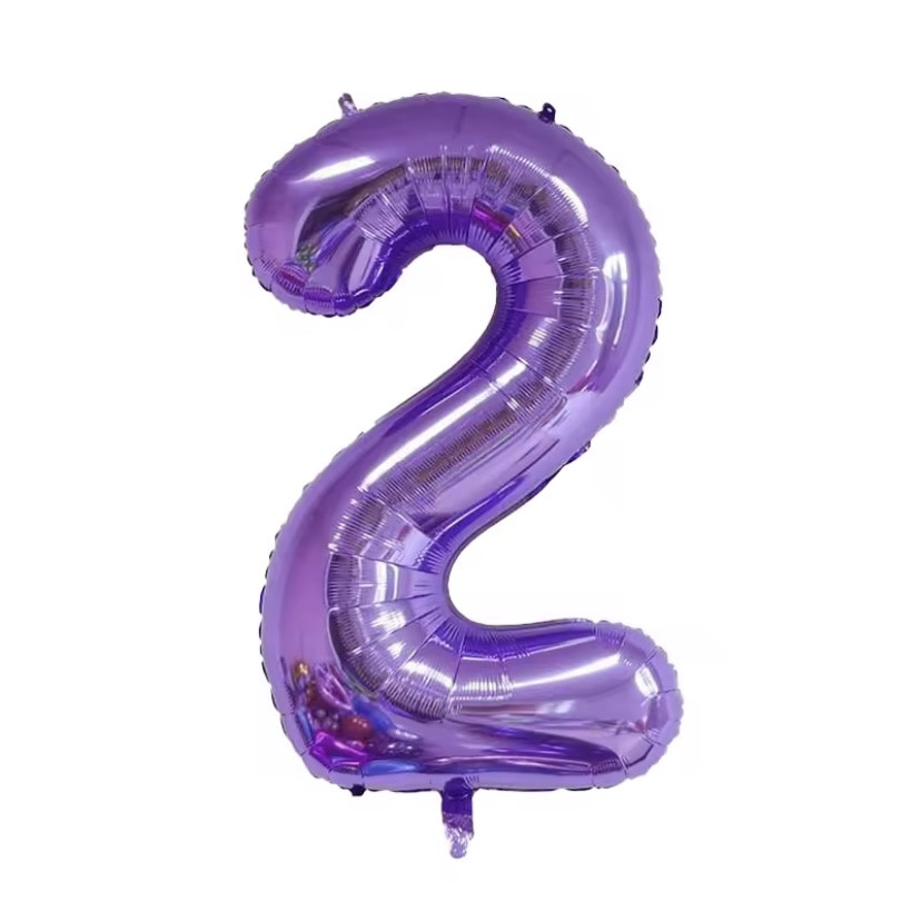 Фольгована цифра "2", 1м, фіолетова, фото 1