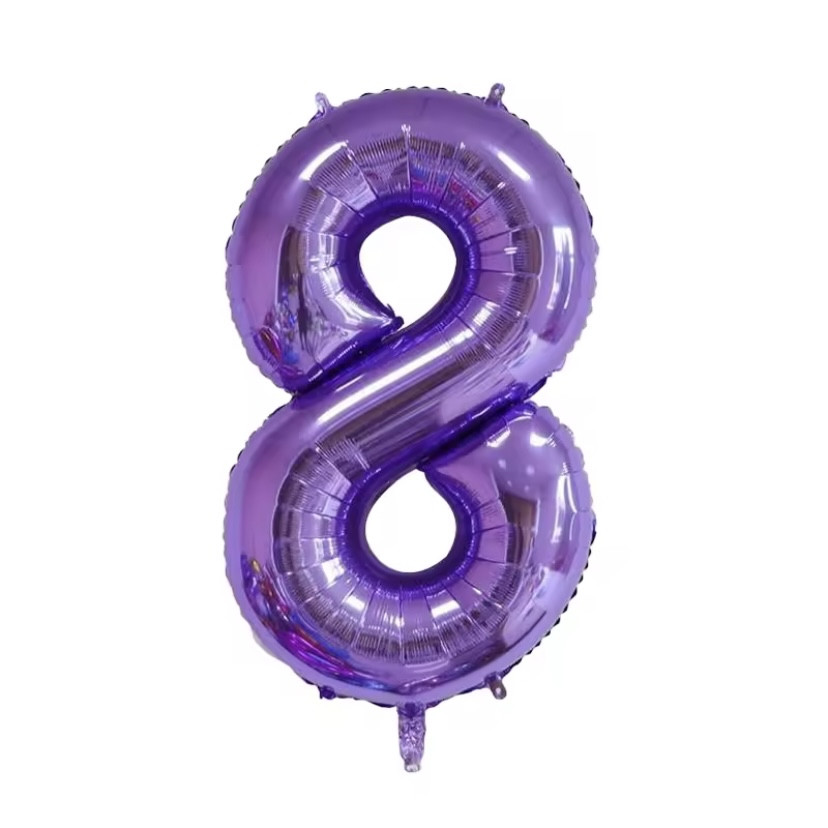 Фольгована кулька цифра "8" фіолетова розмір 1 метр, фото 1