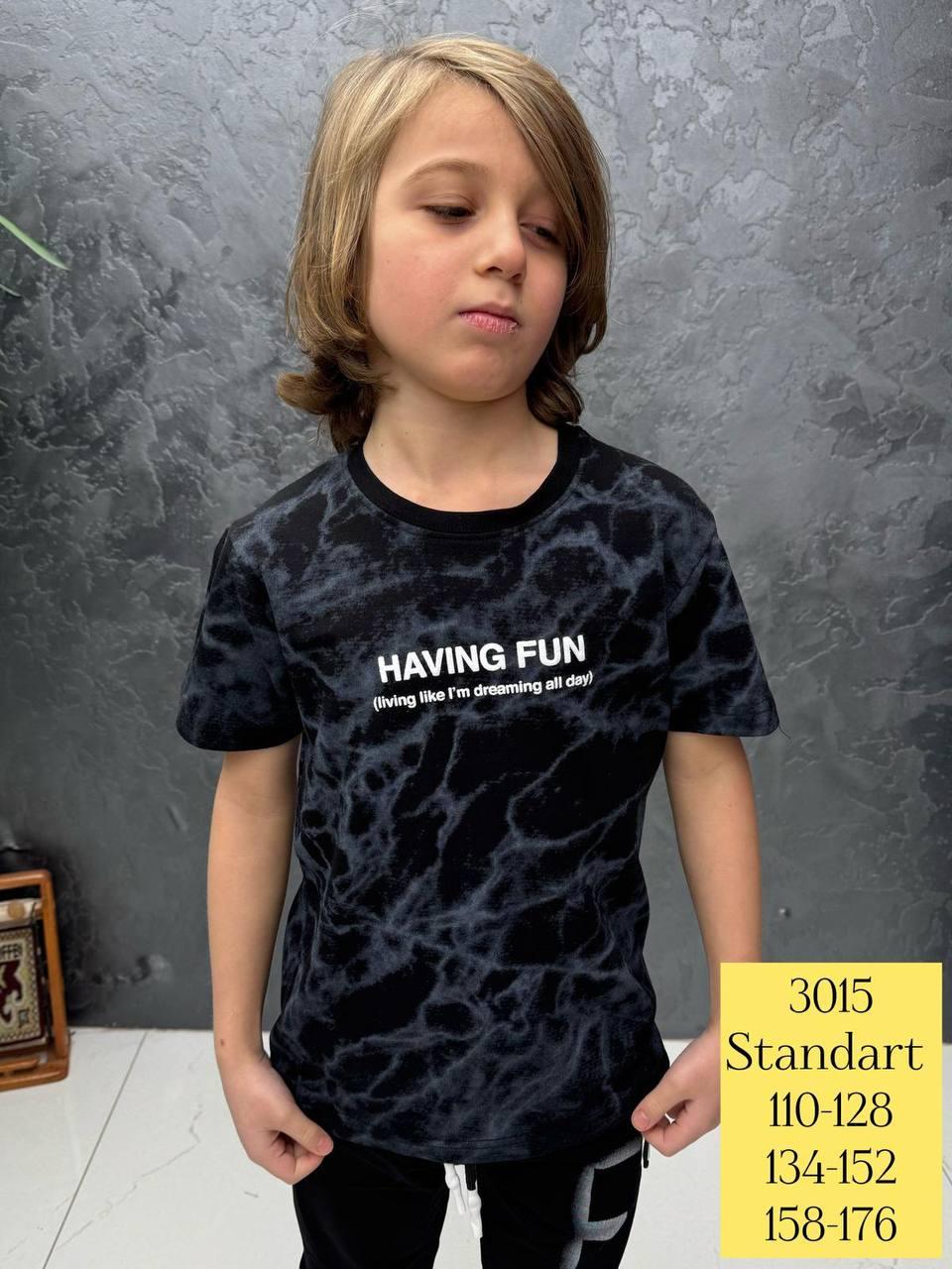 Чорна футболка на хлопчиків 110,116,122,128 зросту Doffbi Туреччина, фото 1