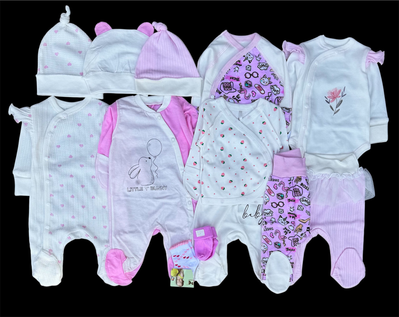Красивый набор одежды для новорожденых девочек, качественая одежда для малышей, лето, осень, рост 56 см,хлопок - фото 1 - id-p2234969377