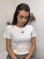 Топ-футболка в рубчик з наклейкою