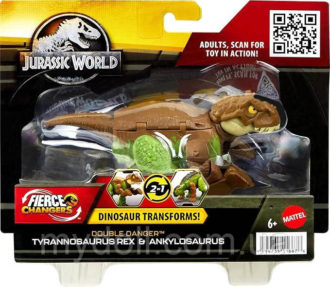 Динозавр-трансформер Тиранозавр і Анкілозавр – Dinosaur Transformer Ankylosaurus to T Rex HLP06 Mattel