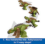 Динозавр-трансформер Тиранозавр і Анкілозавр – Dinosaur Transformer Ankylosaurus to T Rex HLP06 Mattel, фото 7