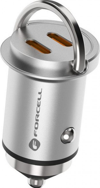 FORCELL F-ENERGY Mini Charger car 2 x Typ C PD QC3.0 3A 30W Silver