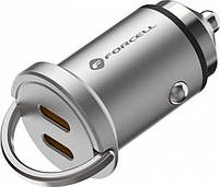 FORCELL F-ENERGY Mini Charger car 2 x Typ C PD QC3.0 3A 30W Silver, фото 5