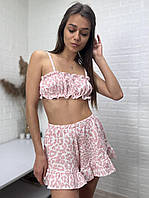 Ніжний комплект топ шорти з воланами