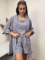 Жіночий мусліновий халат з воланами