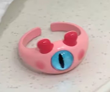 Дитяча каблучка Рожевий монстрик із синім оком регульована LuxAurum006, фото 1