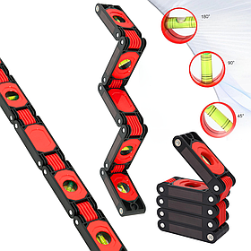 Будівельний складний вимірювач рівня 5-и рівневий Profter 600мм (red) портативний рівень пластик