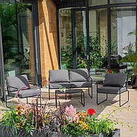 Меблевий комплект для тераси Nefryt чорний, сірий колір