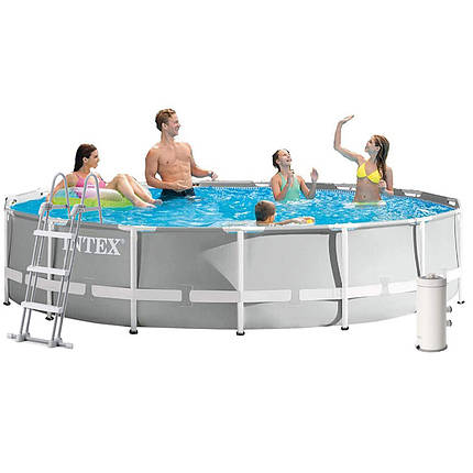 Каркасний басейн Intex 26724 457 х 107 см (3 785 л/год, драбина, тент, підстилка), фото 1