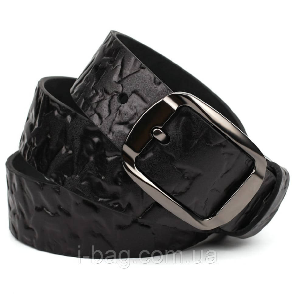 Ремінь зі шкіри буйвола фактурний st044610 чорний 40 мм, фото 1
