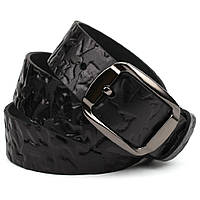 Ремінь зі шкіри буйвола фактурний st044610 чорний 40 мм