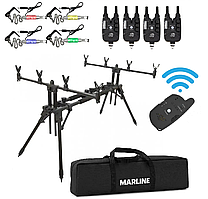 Набір Род Под на 4 вудлища Carp Rod Pod Сигналізатори Carp Line TLI-28 4+1 + Swinger 02 (в кейсе) свінгери