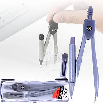 Готувальня з циркулем, змінними грифелями у пластиковій коробці 2508/1-93 Сірий в упаковці 12 штук