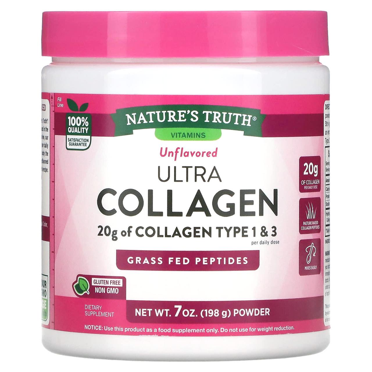 Колаген, Ultra Collagen, Nature's Truth, порошок, без ароматизаторів, 198 г
